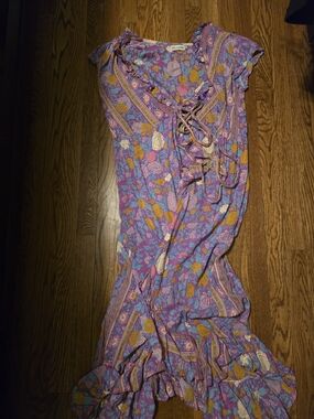 Sea Lustre Purple Floral Lace-Up Maxi Dress